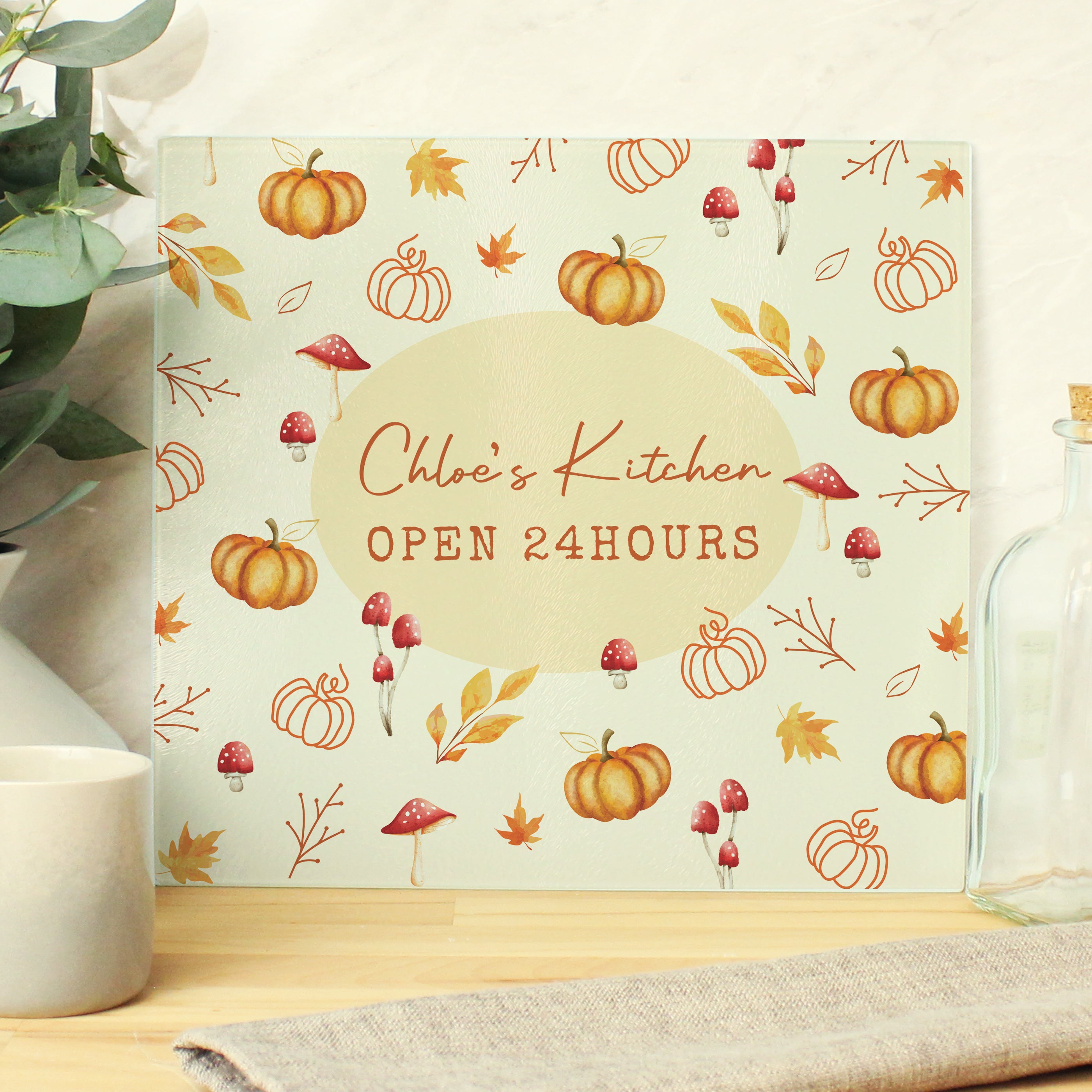 Personalised Pumpkin Glass Chopping Board