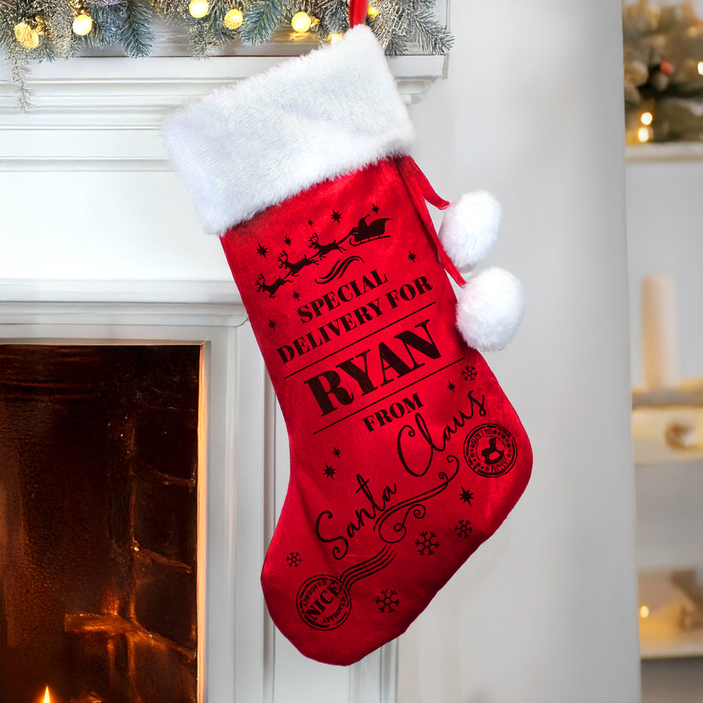 Personalised Special Delivery Red Stocking