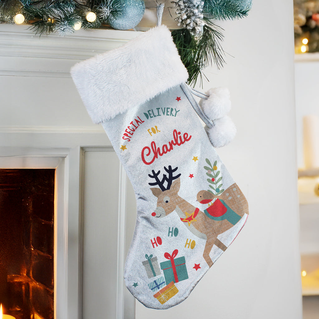 Personalised Reindeer Christmas Stocking