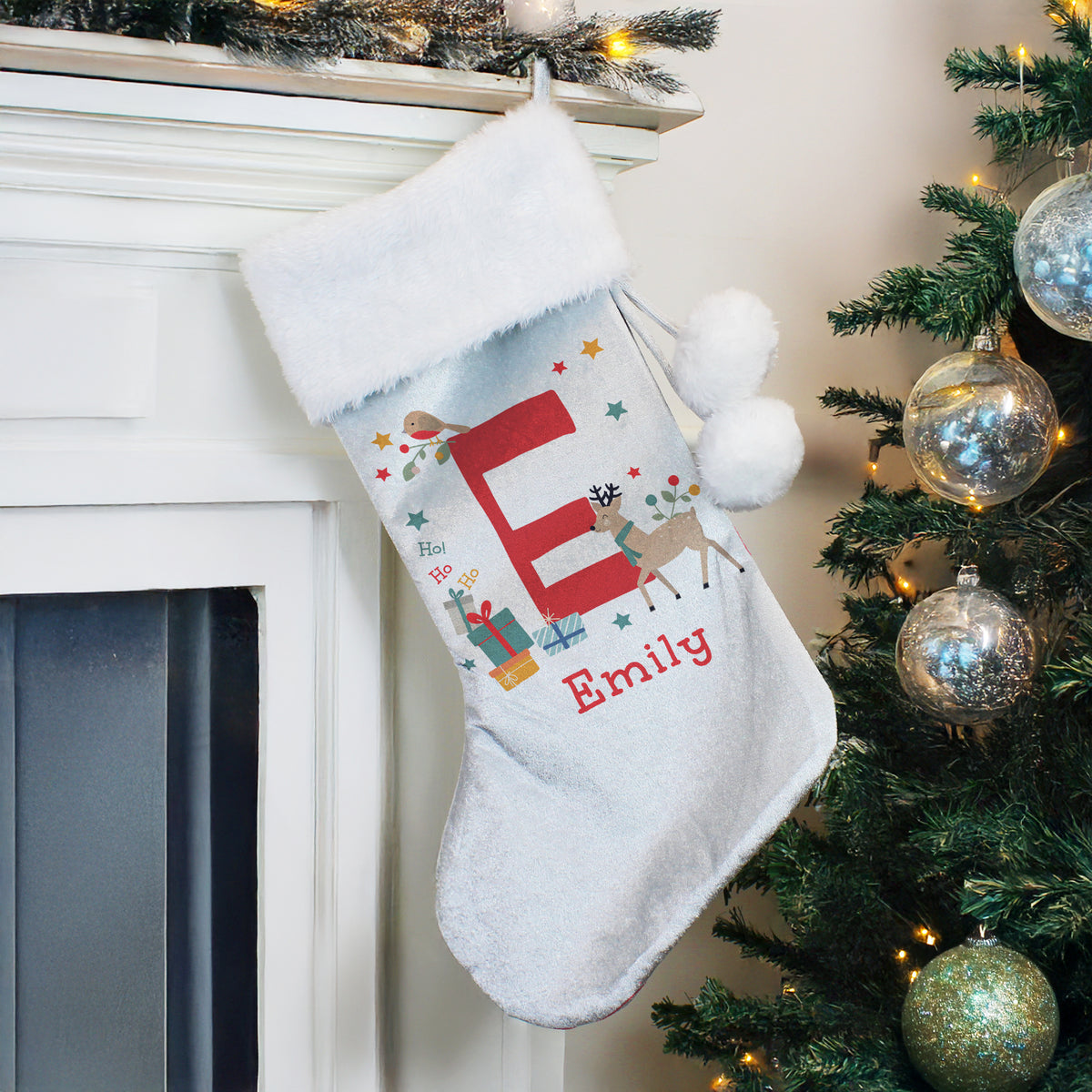 Personalised Initial Reindeer Christmas Stocking