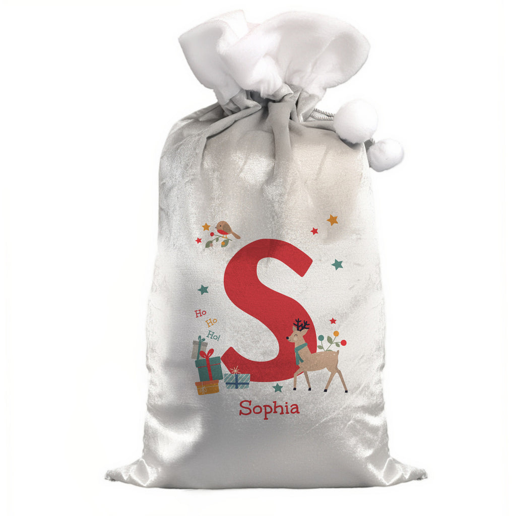 Personalised Initial Reindeer Christmas Sack