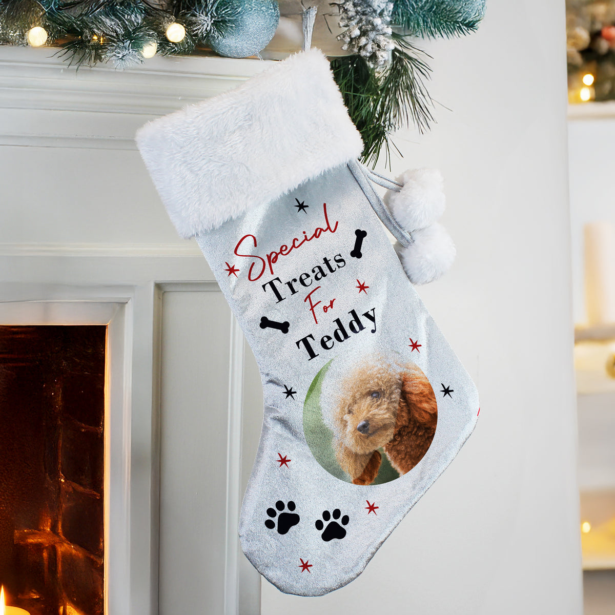 Personalised Photo Upload Dog Christmas Stocking