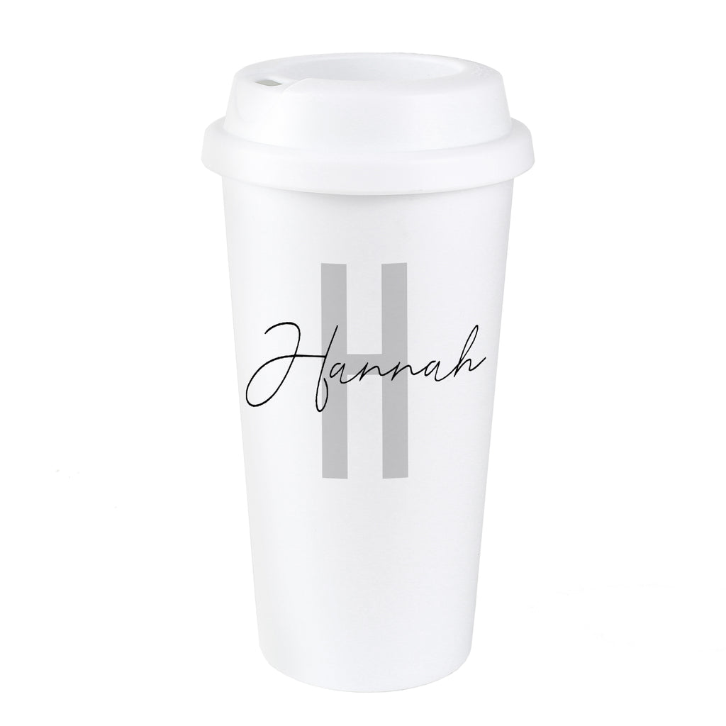 Personalised Initial & Name Insulated Reusable Eco Travel Cup