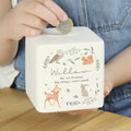 Personalised Woodland Animals Ceramic Square Money Box