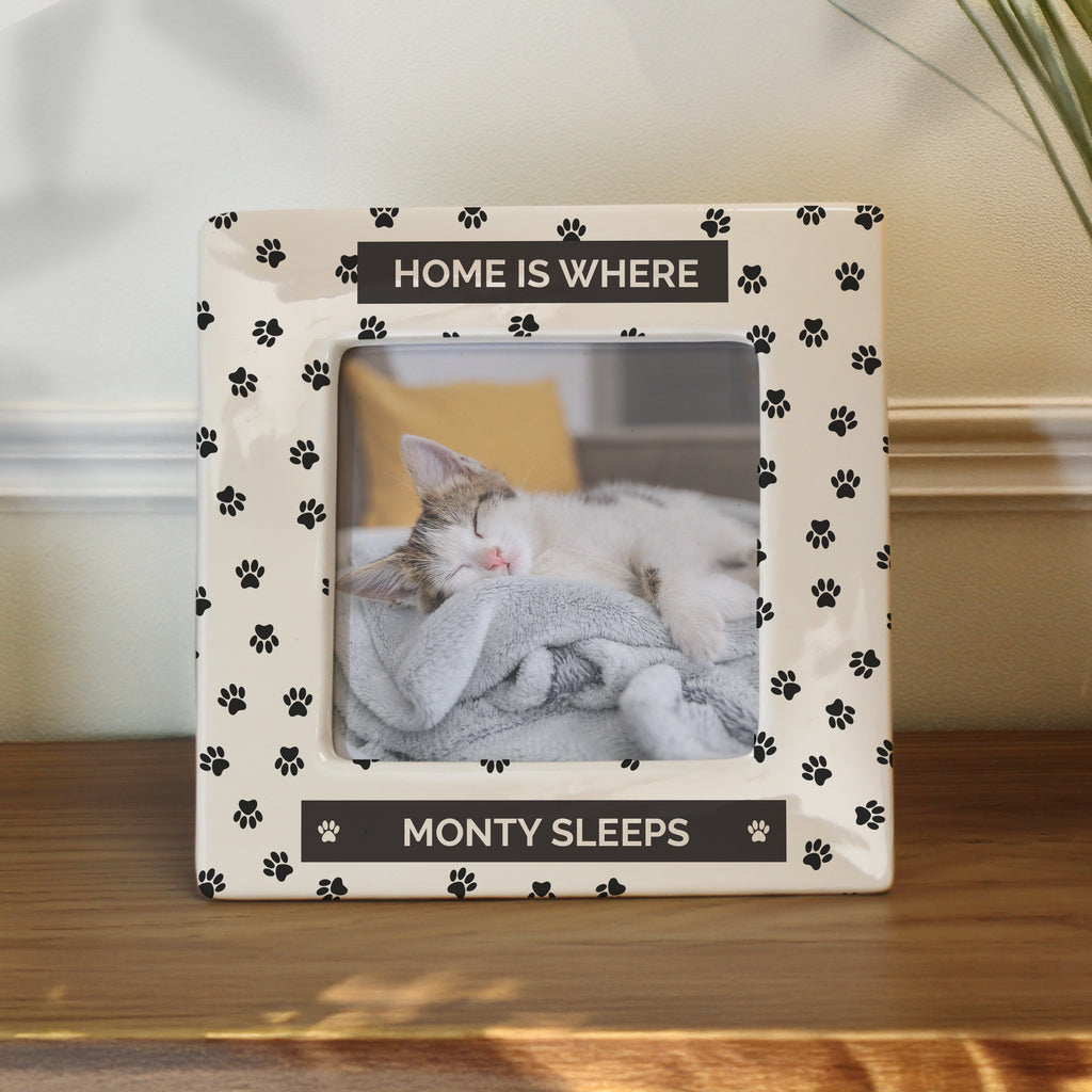 Personalised Pet Paw Print Ceramic 4x4 Frame