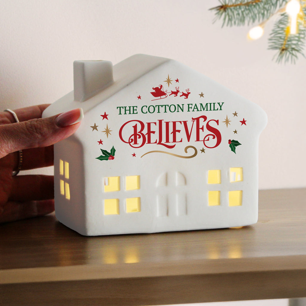 Personalised Believe in Christmas LED House