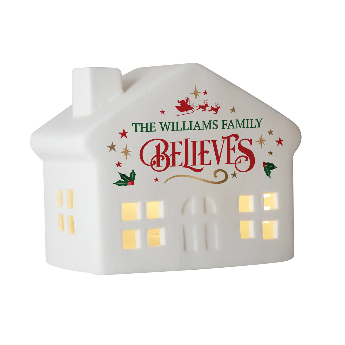 Personalised Believe in Christmas LED House