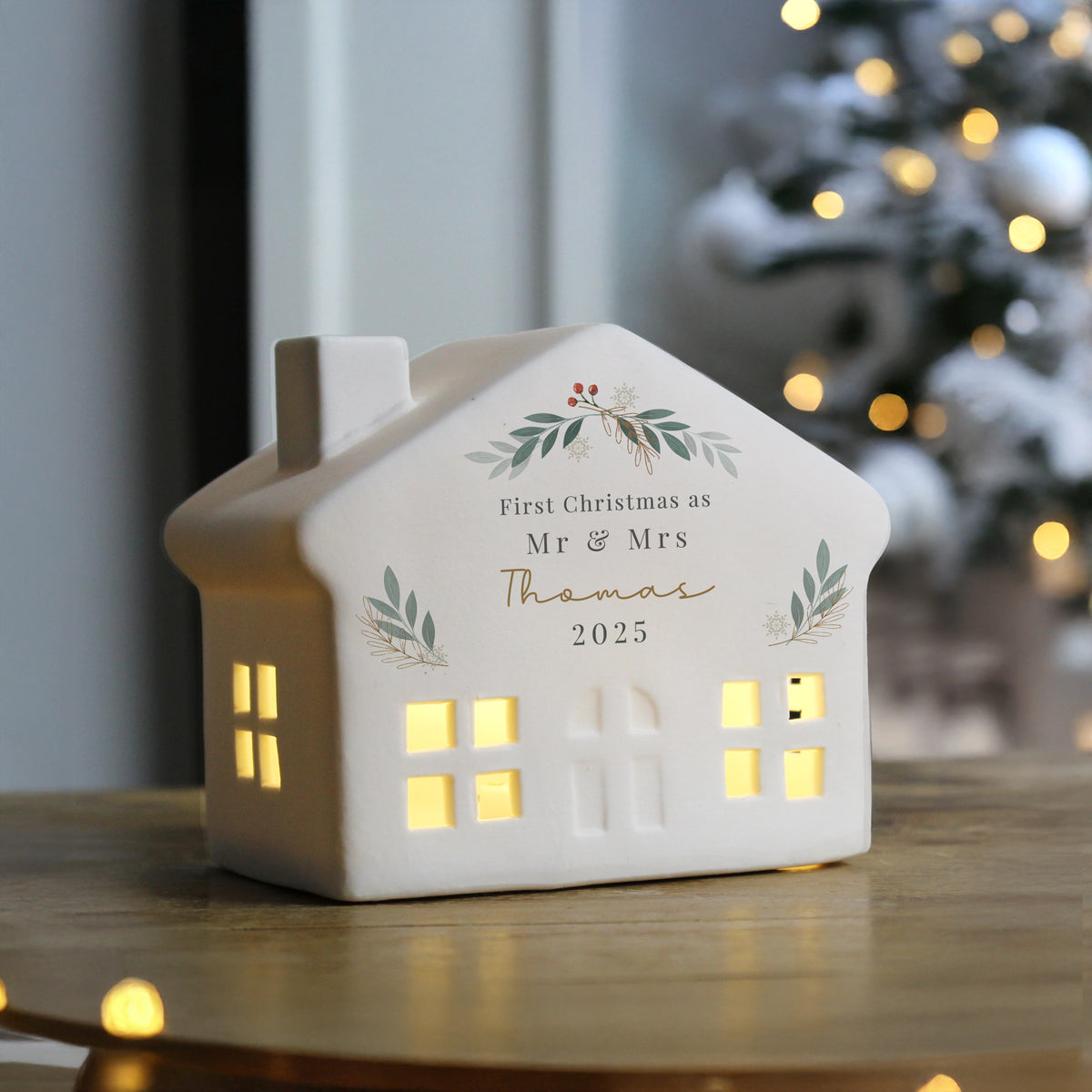 Personalised Christmas Foliage LED House