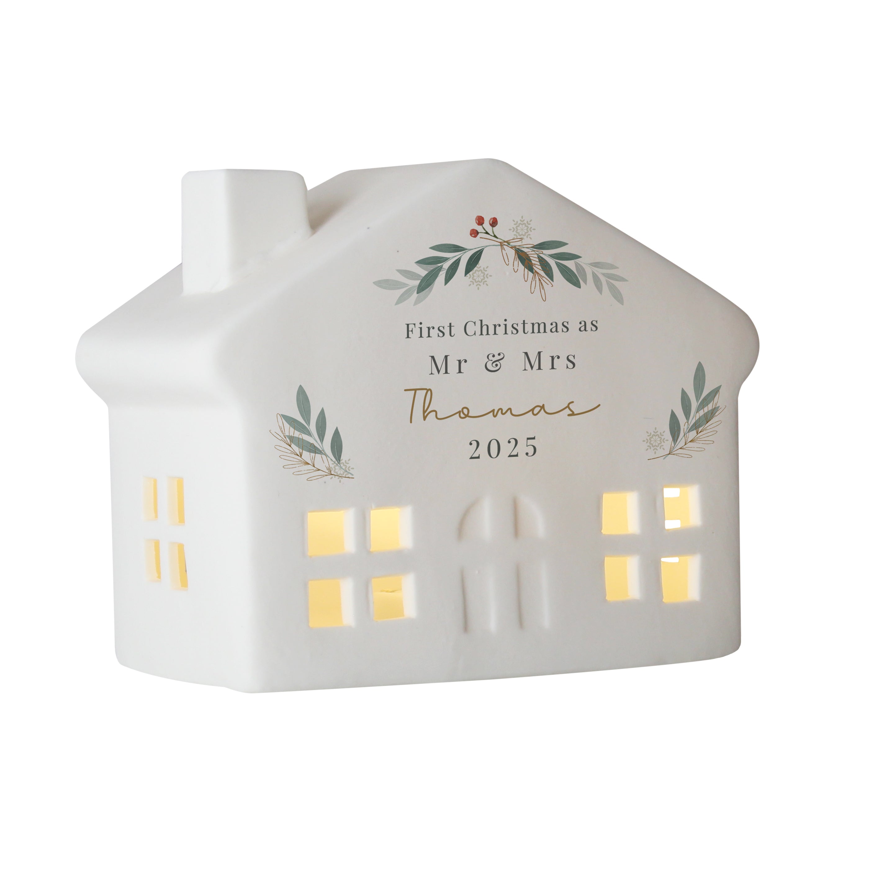 Personalised Christmas Foliage LED House