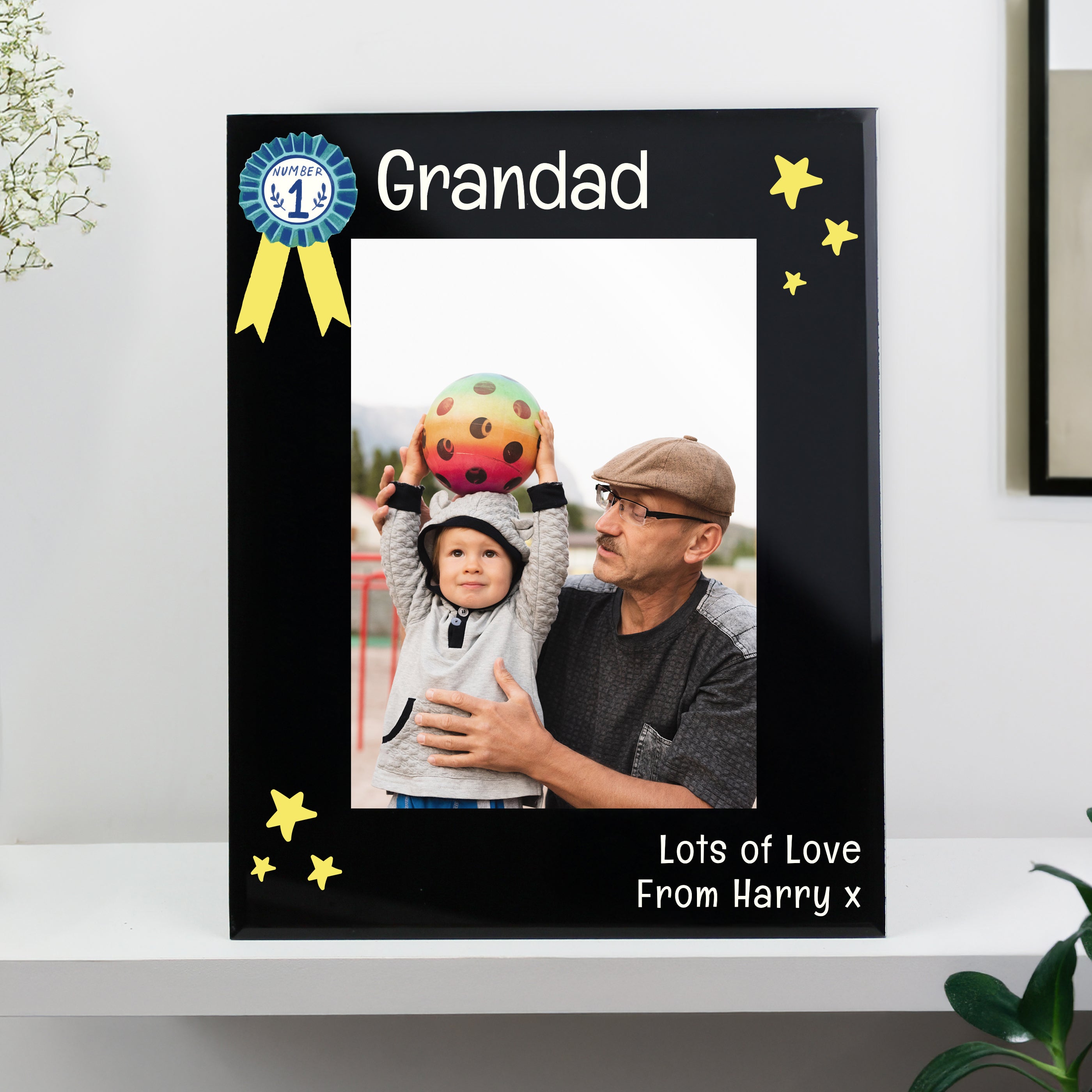 Personalised No.1 Black Glass 5x7 Frame
