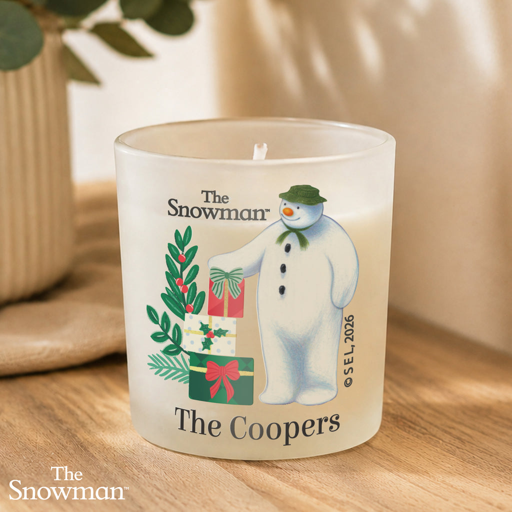 Personalised The Snowman Christmas Wishes Frosted Candle Jar