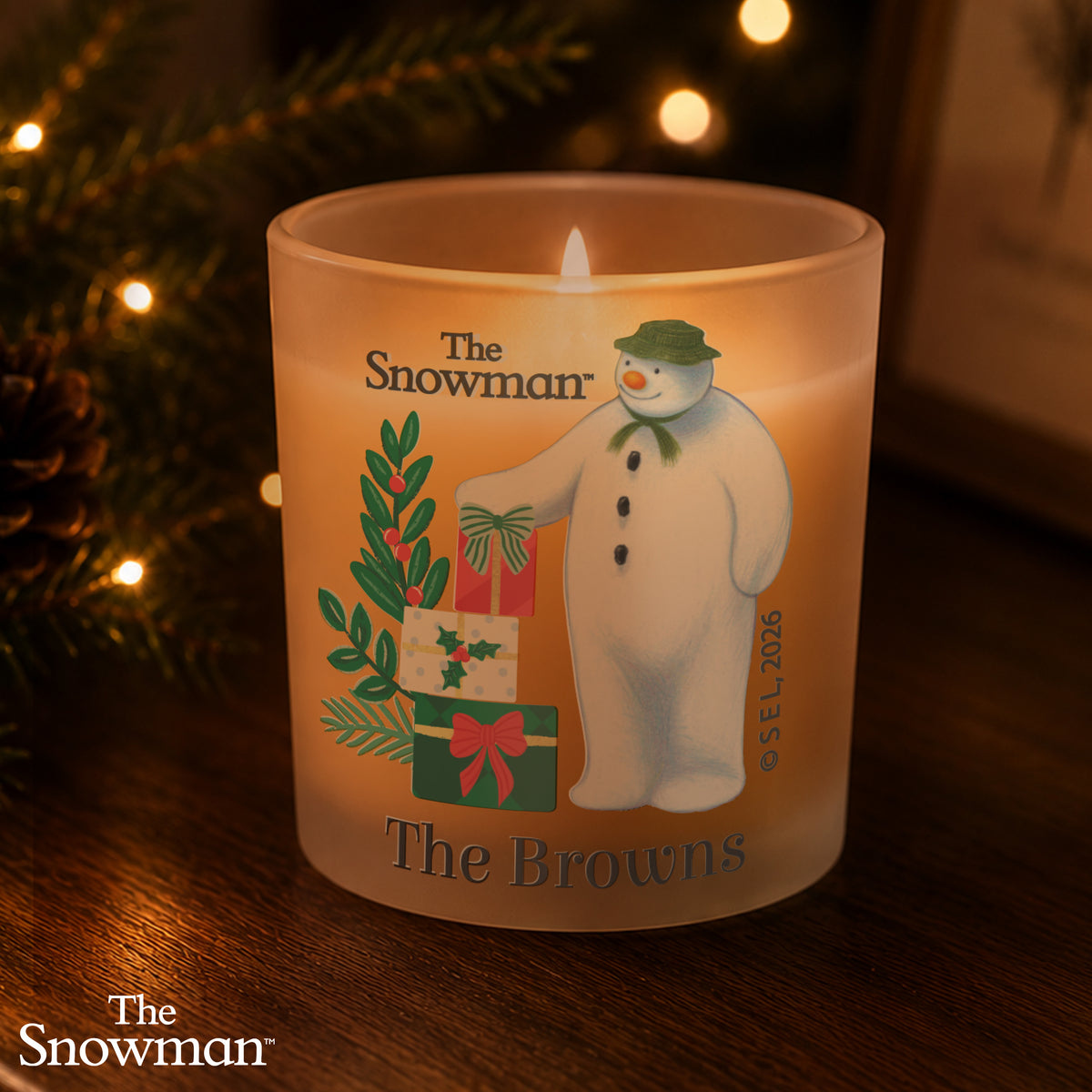 Personalised The Snowman Christmas Wishes Frosted Candle Jar