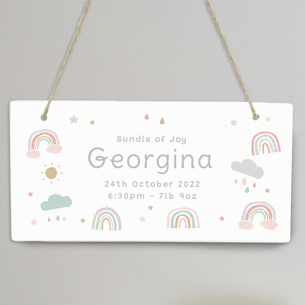 Personalised Pastel Rainbow Wooden Sign