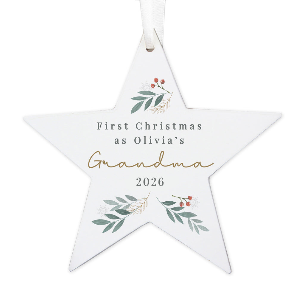 Personalised Christmas Foliage Hanging Star Decoration