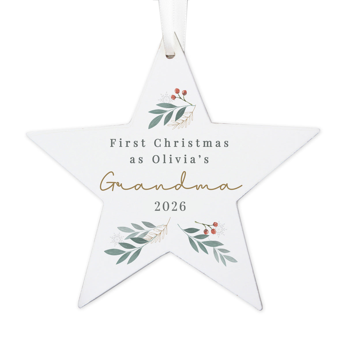Personalised Christmas Foliage Hanging Star Decoration