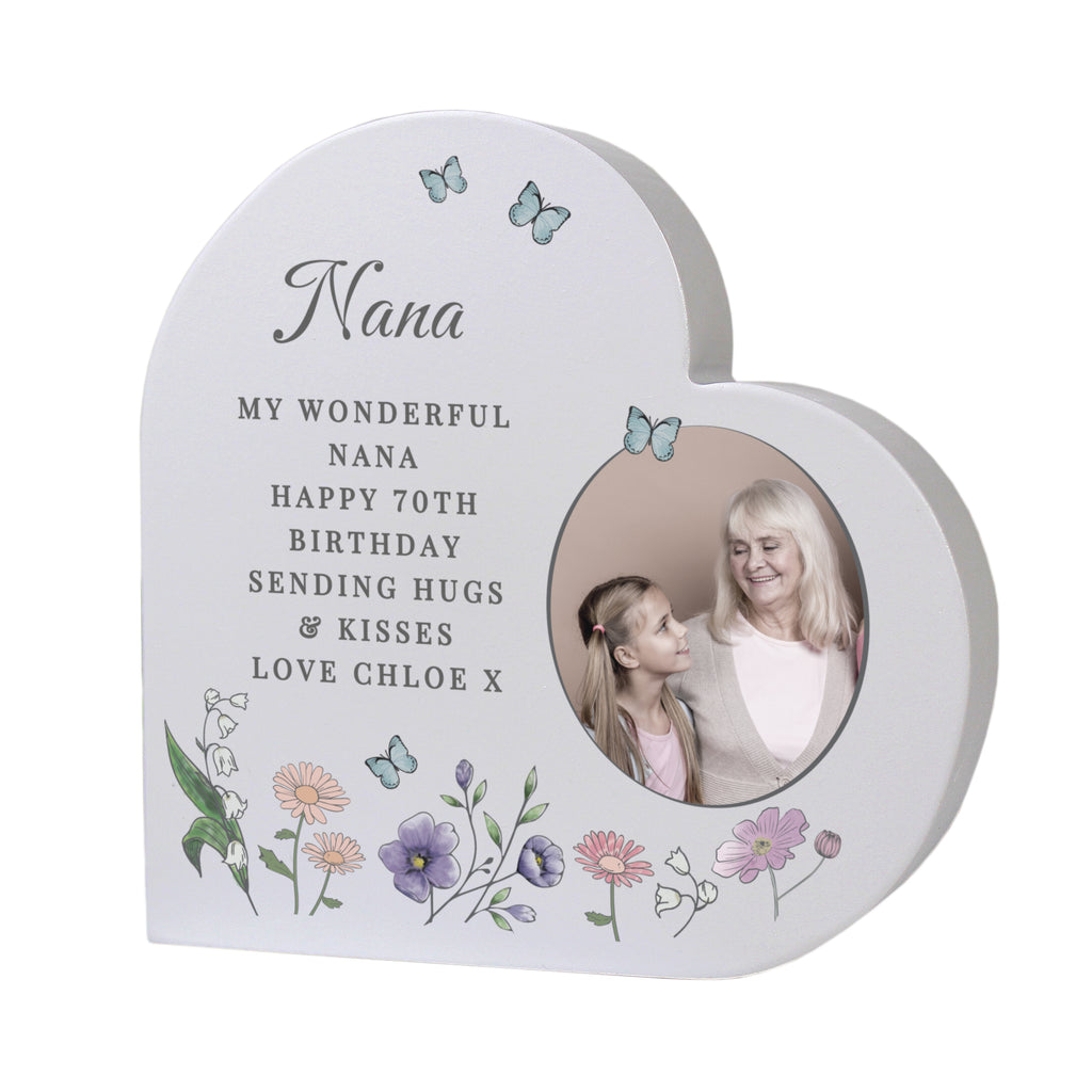Personalised Wild Flowers Photo Upload Heart Ornament