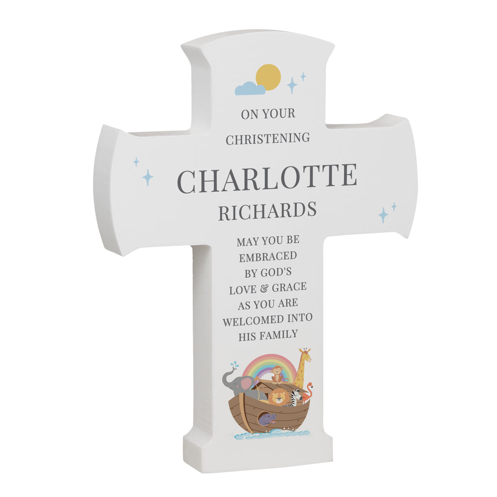 Personalised Noahs Ark Cross Wooden Ornament