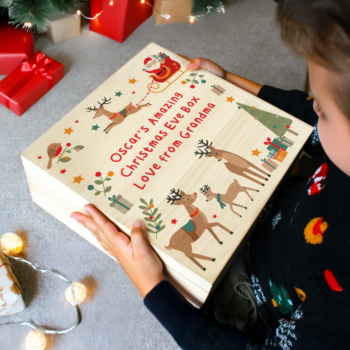 Personalised Santa & Reindeer Christmas Eve Box