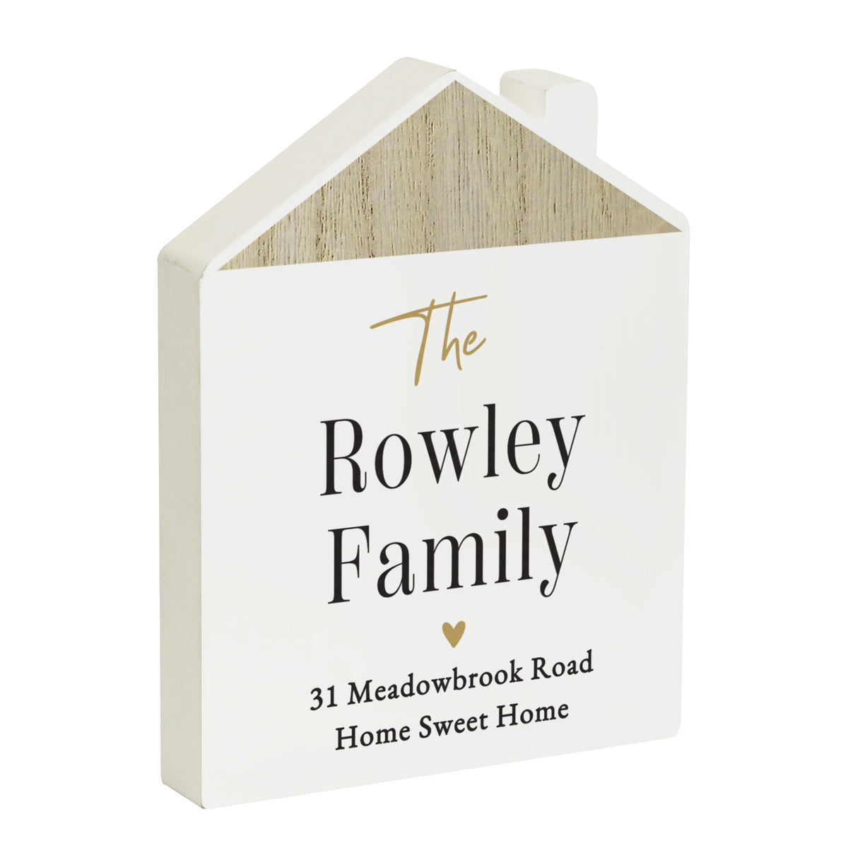 Personalised Black & Gold Free Text Wooden House Ornament