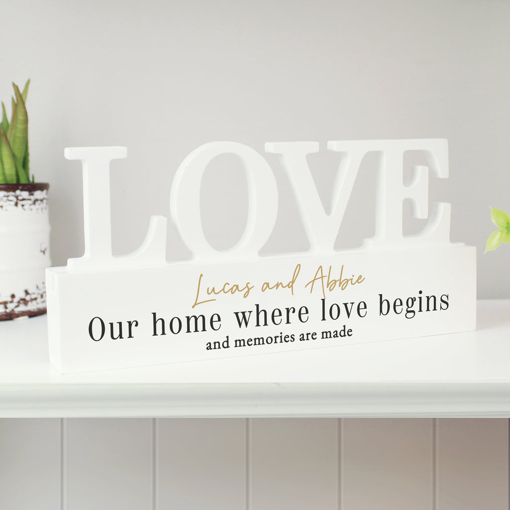 Personalised Black & Gold Free Text LOVE Word Plaque
