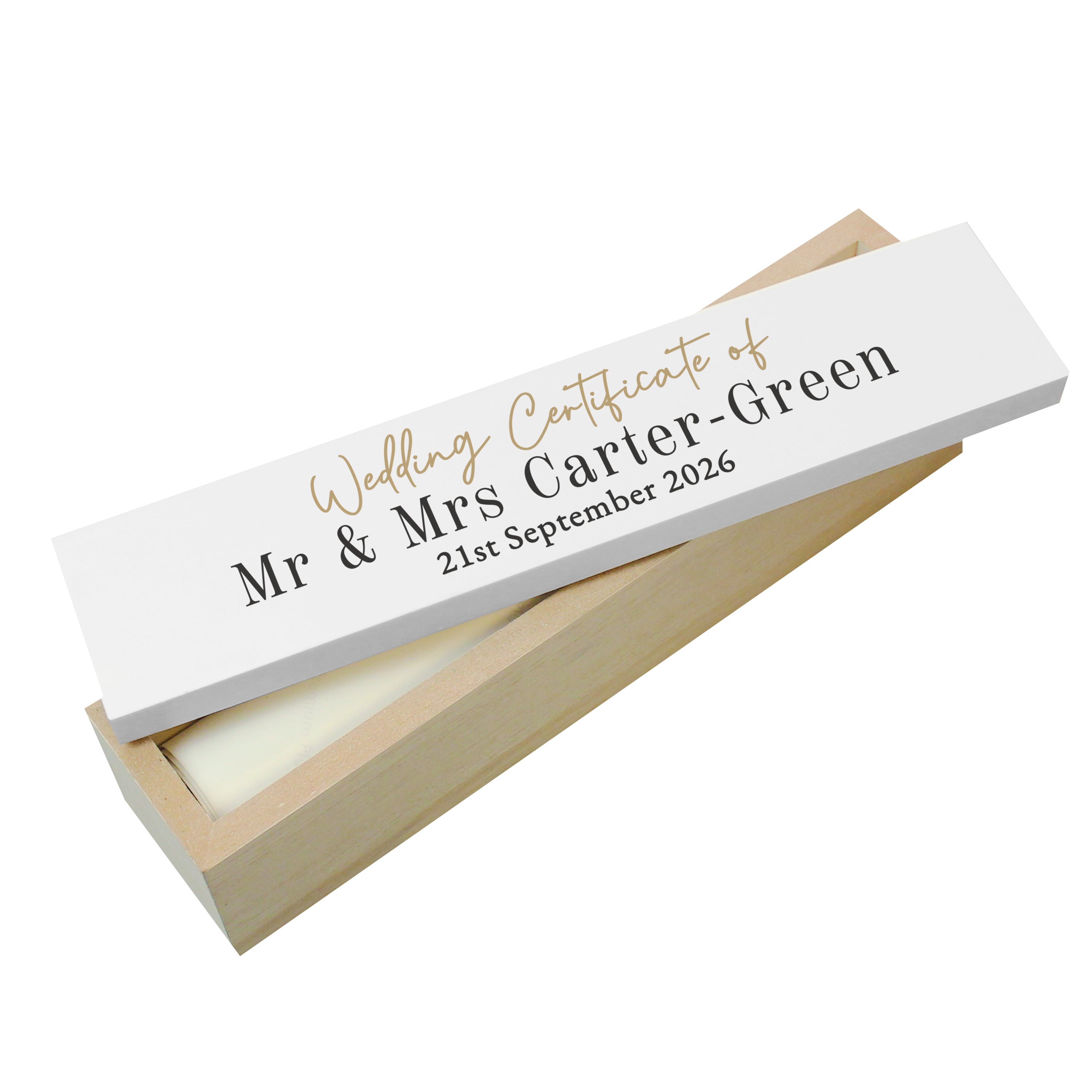 Personalised Black & Gold Free Text Certificate Holder