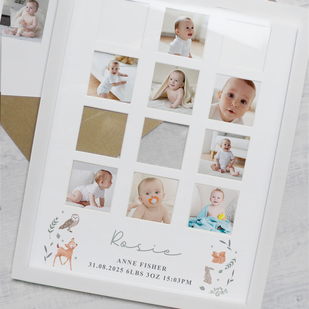 Personalised Woodland Animal White Multi Photo Frame