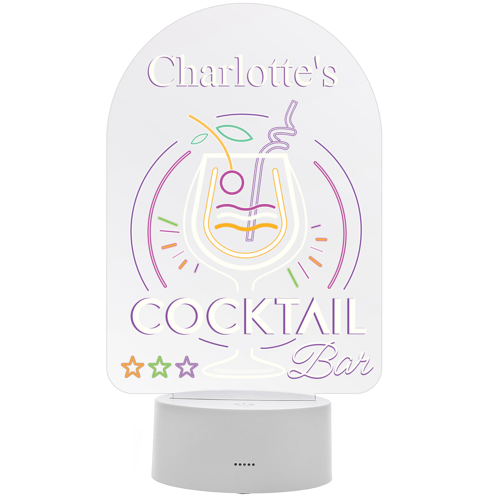 Personalised LED Colour Changing Cocktail Bar Sign