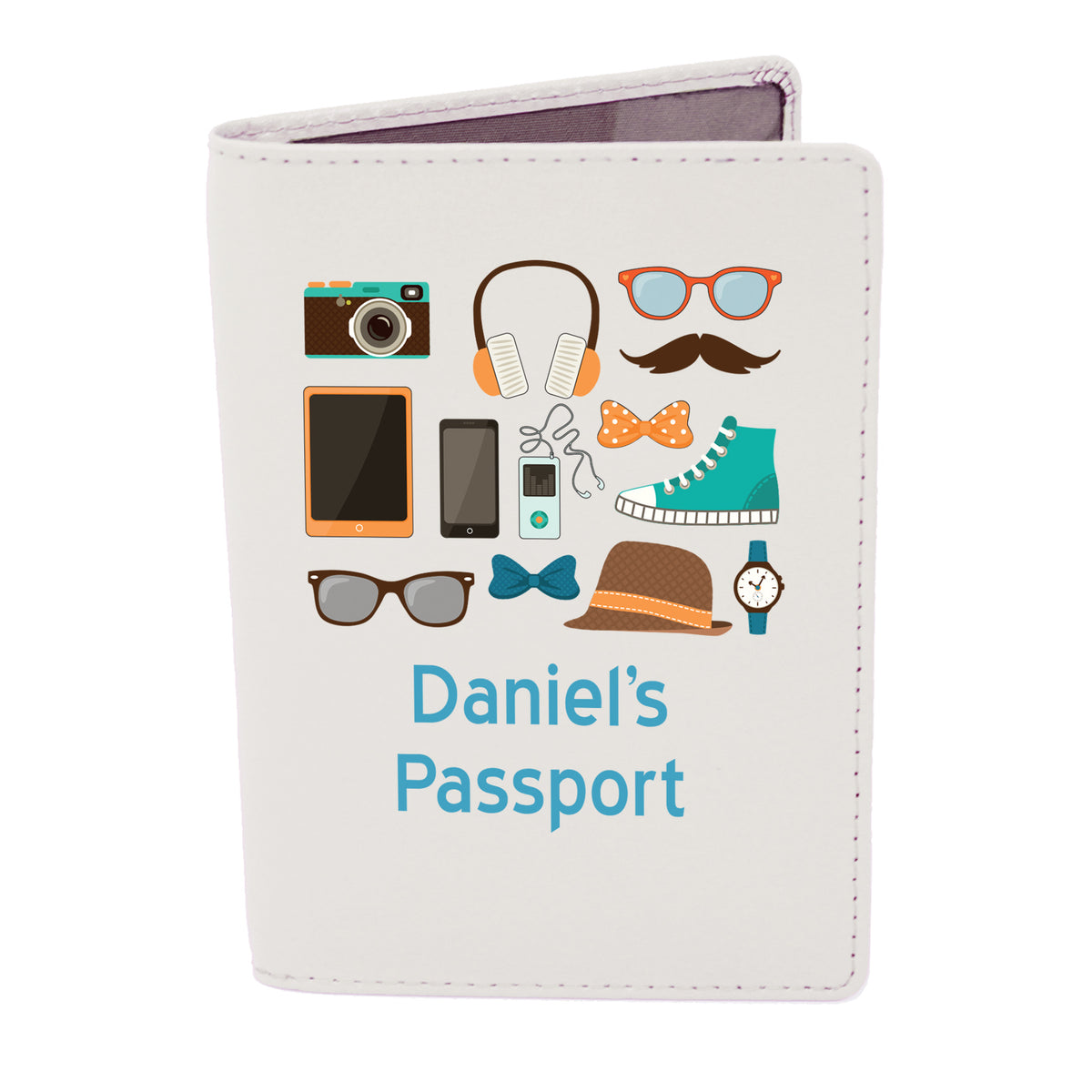 Personalised Male Essentials Cream Leather Passport Holder