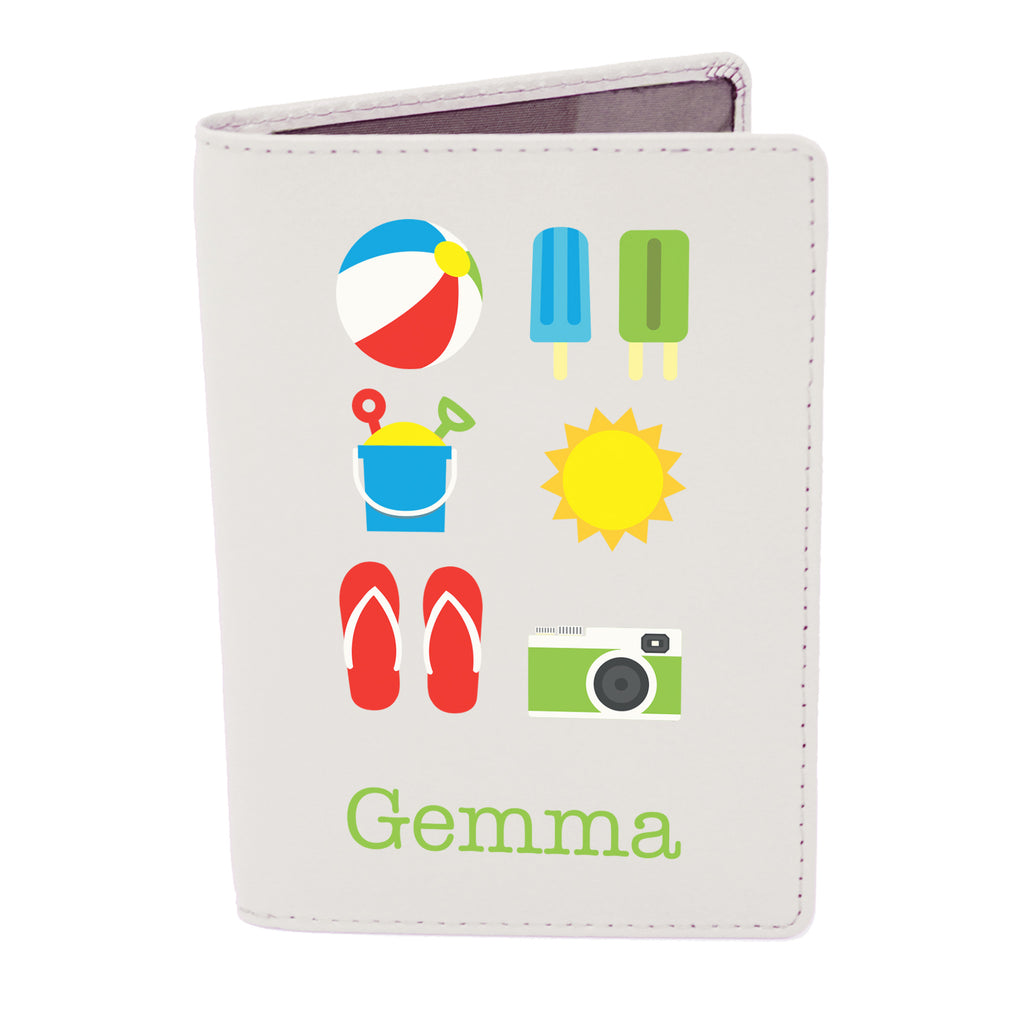 Personalised Bright Travel Cream Leather Passport Holder
