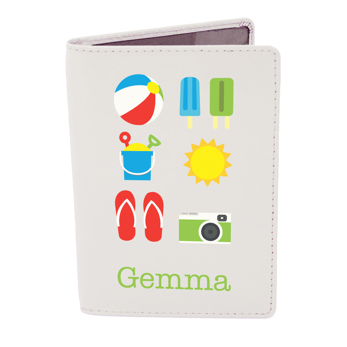 Personalised Bright Travel Cream Leather Passport Holder