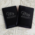 Personalised Mr & Mrs Black Leather Passport Holders