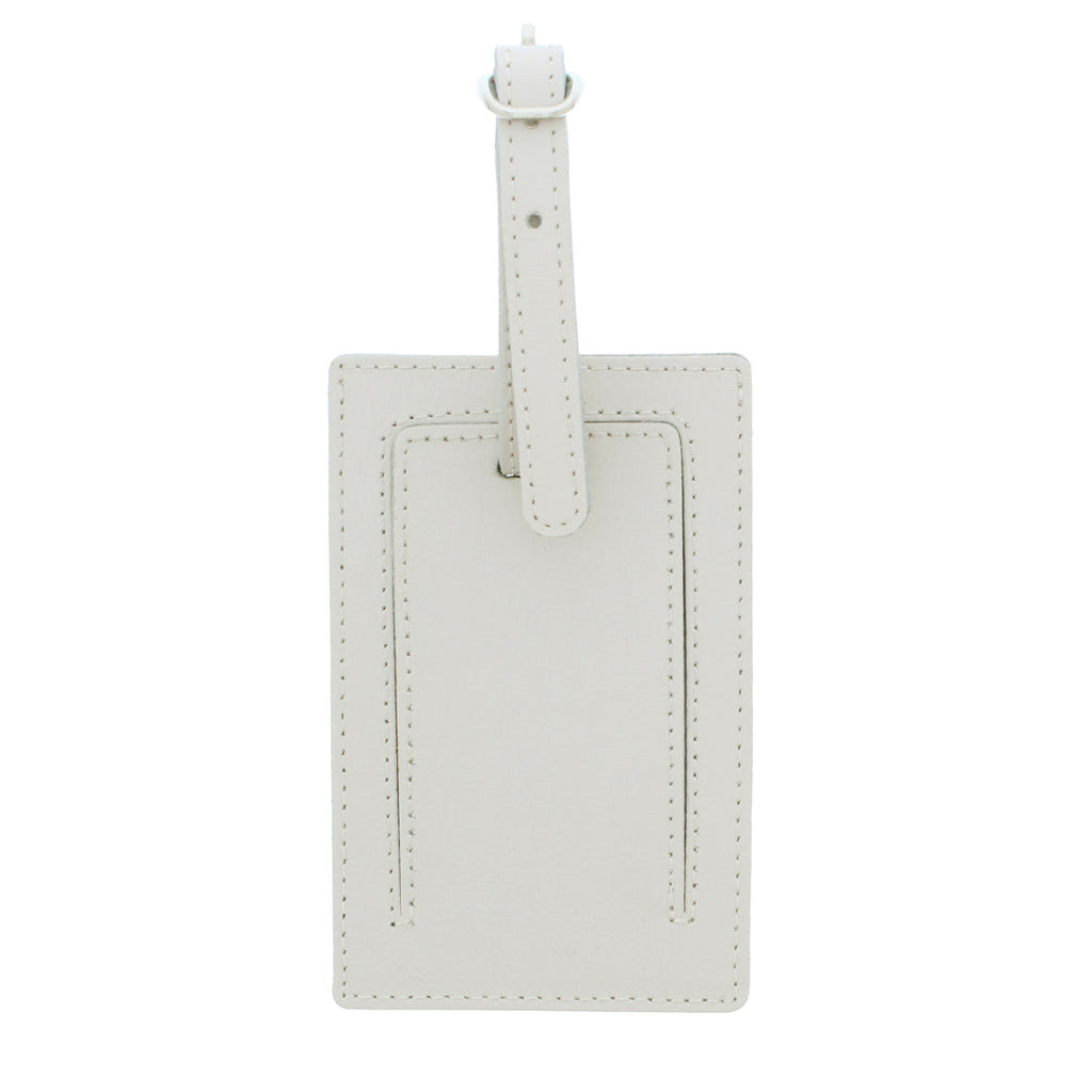 Personalised Classic Initials Cream Leather Luggage Tag
