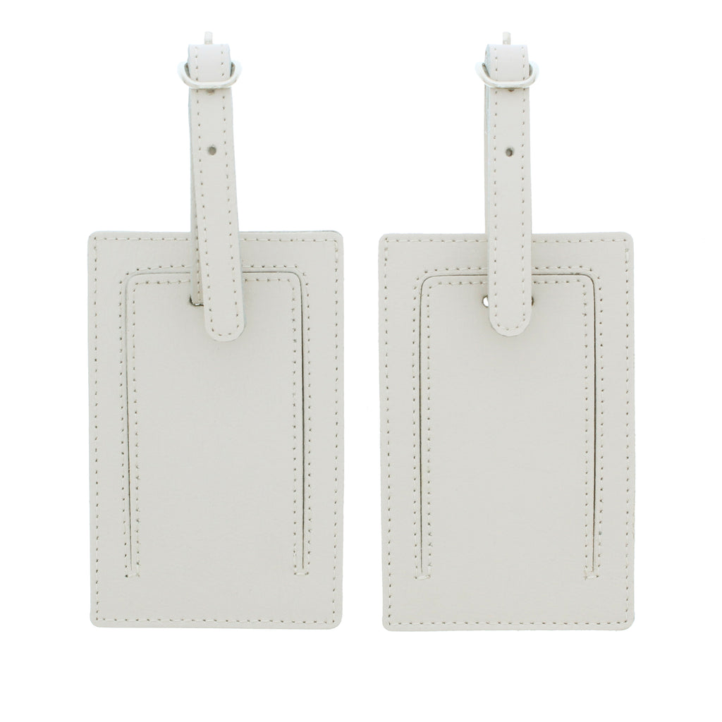 Personalised Couples Classic Cream Leather Luggage Tags