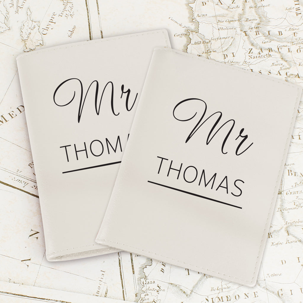 Personalised Couples Cream Leather Passport Holders