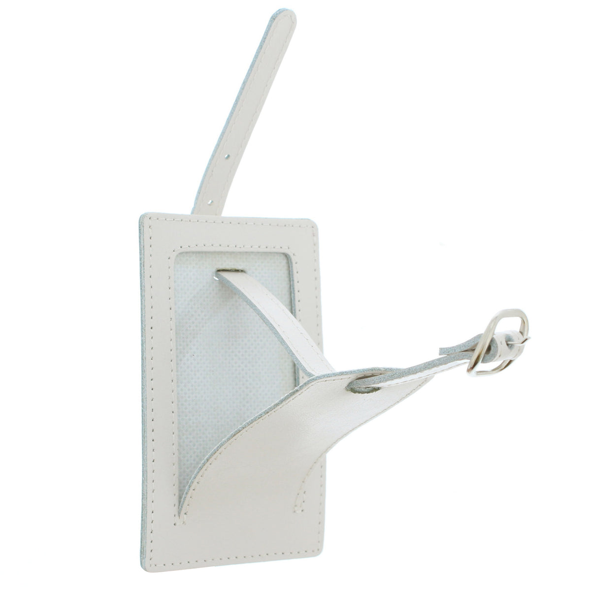 Personalised Blue Name Cream Leather Luggage Tag