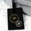 Personalised Stamped Black Leather Luggage Tag