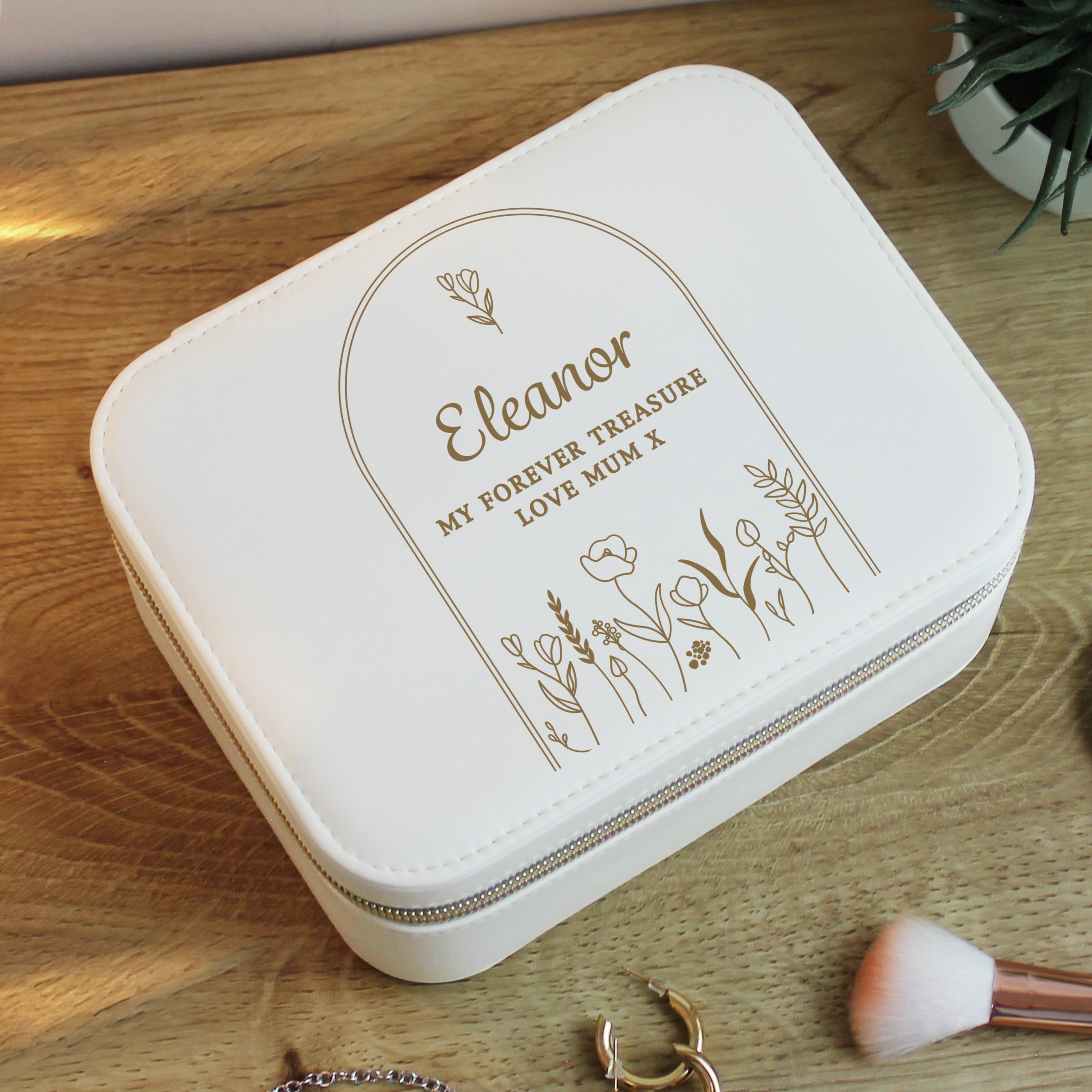 Personalised Floral Arch Travel Jewellery Box