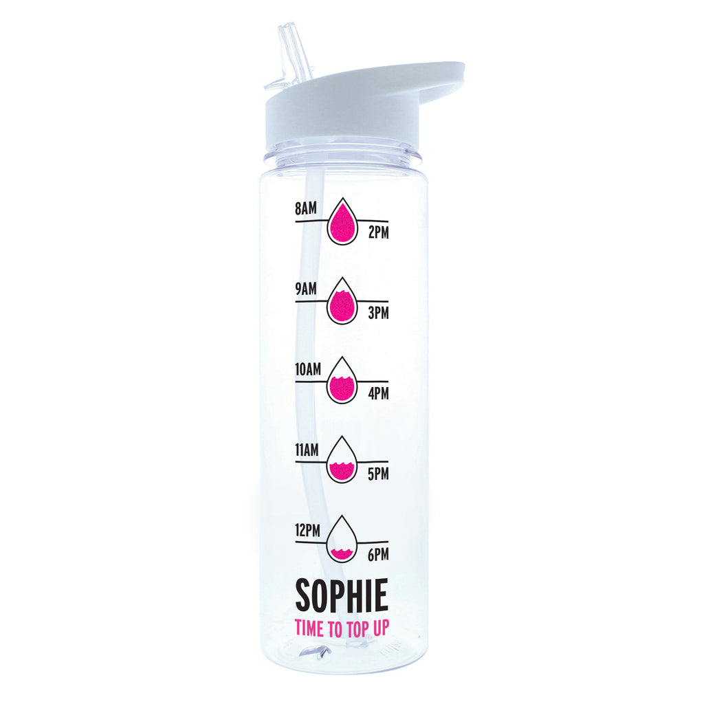 Personalised Pink Hydration Tracker Water Bottle