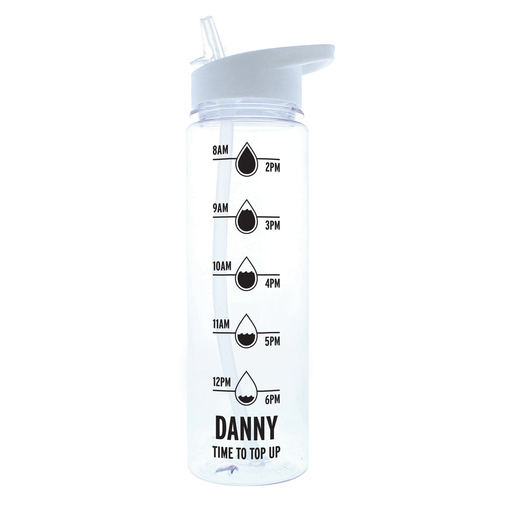 Personalised Black Hydration Tracker Water Bottle
