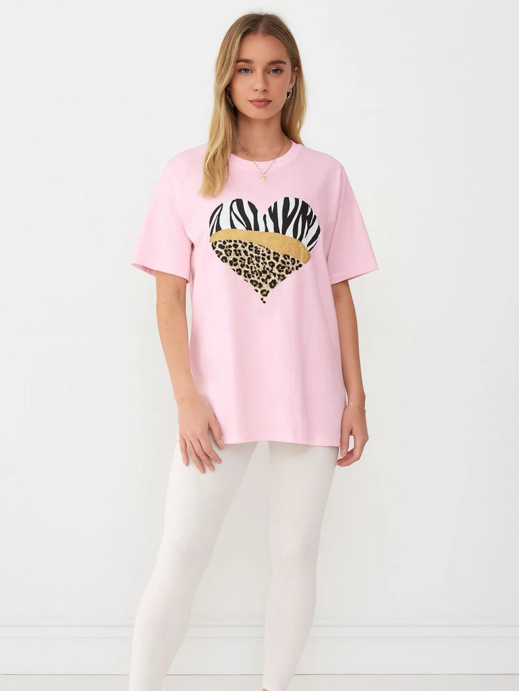 Ladies Tiger/Leopard Heart Oversized T Shirt