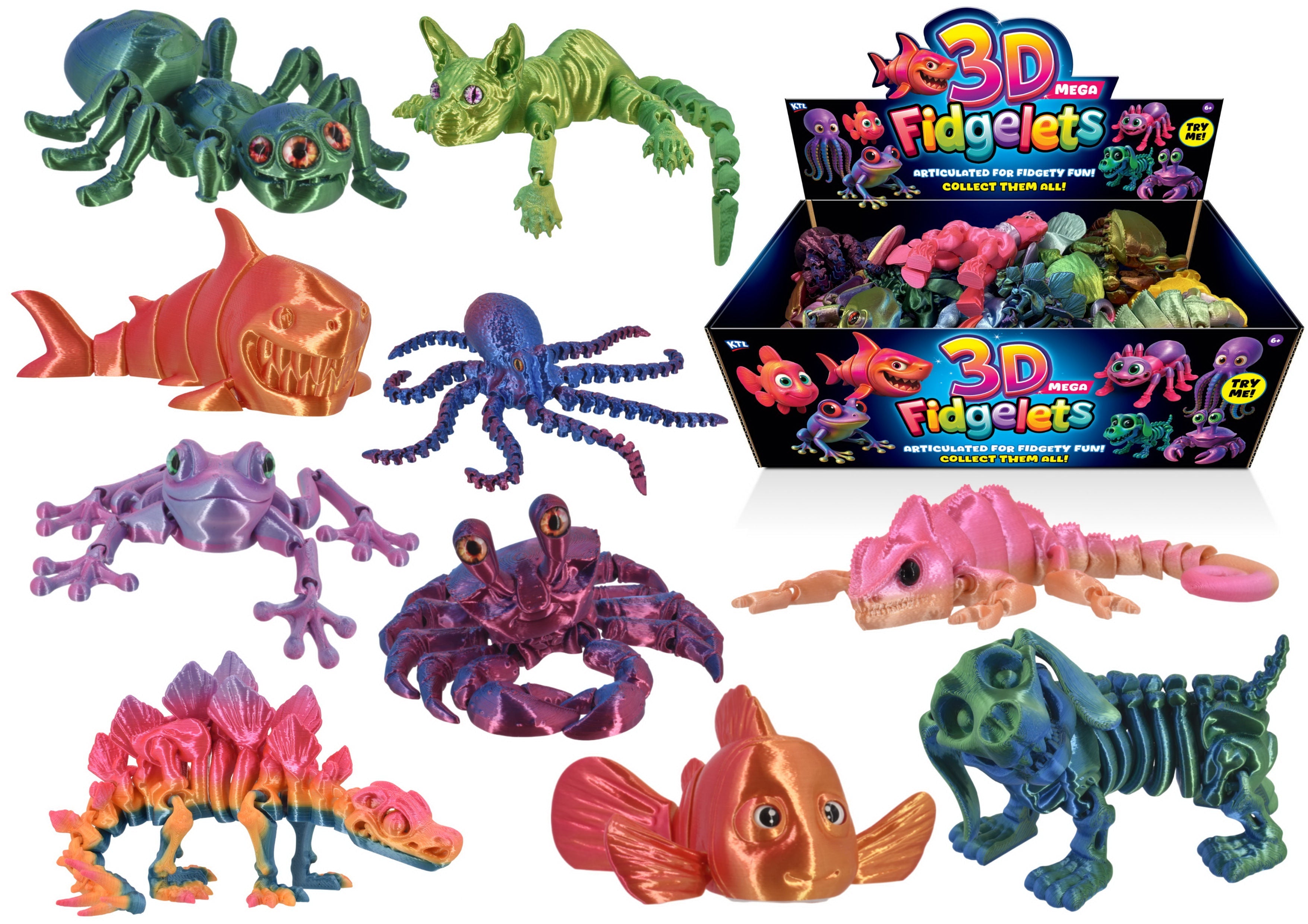 3d Mega Fidgelets - 10 Assorted