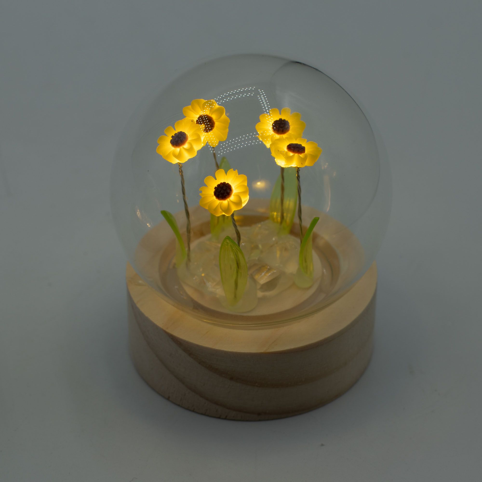 Floral Glow Garden Dome - 5 Sunflowers - LED Battery