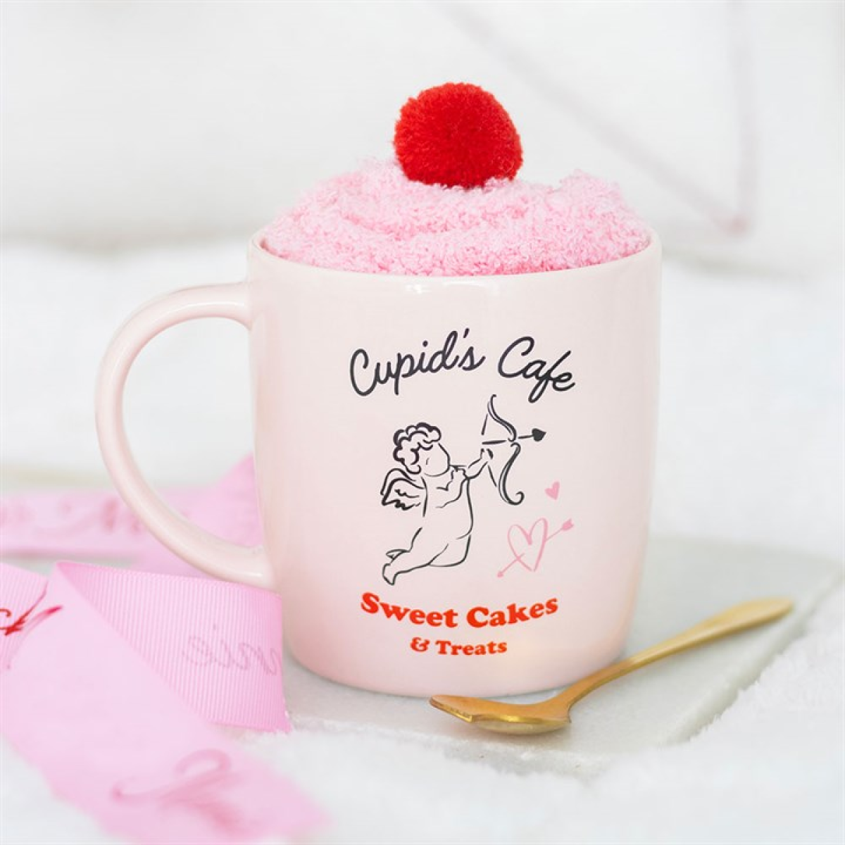 Cupid's Café Mug, Spoon and Socks Set